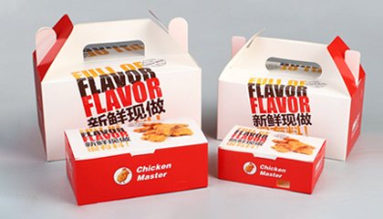 Portable fried chicken box with handle